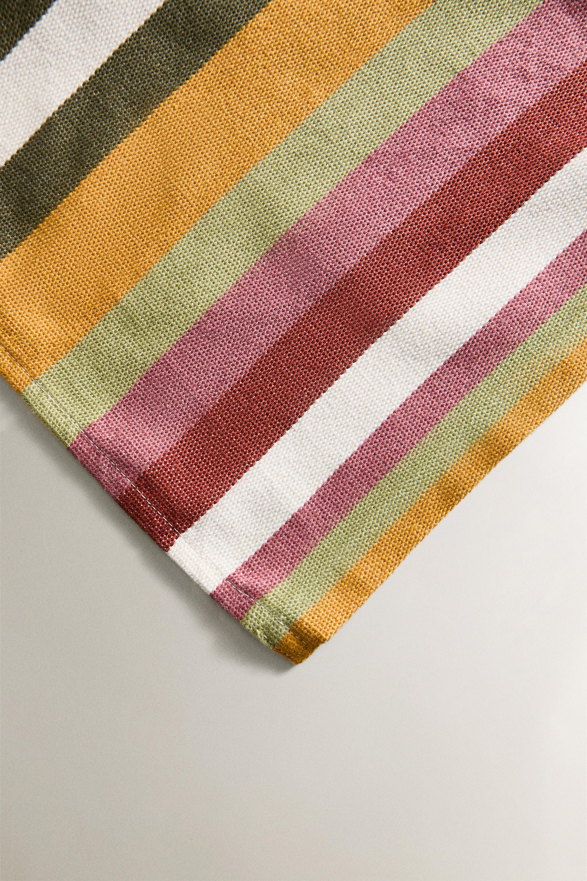 CHEMIN DE TABLE COTON RAYURES MULTICOLORES